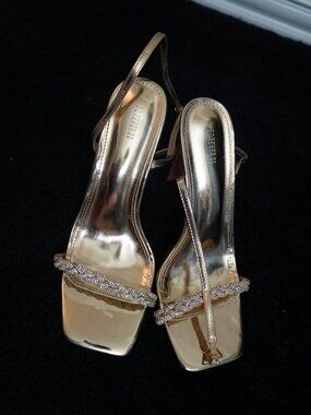 Forever 21 US 8.5 gold rhinestone slingback heels